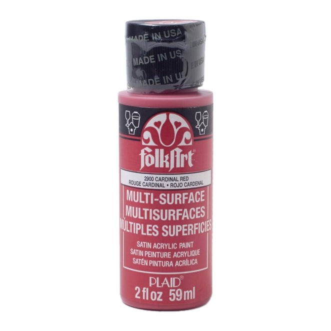 FolkArt Multi-Surface Satin Cardinal Red Acrylic Paint, 2 fl. oz.